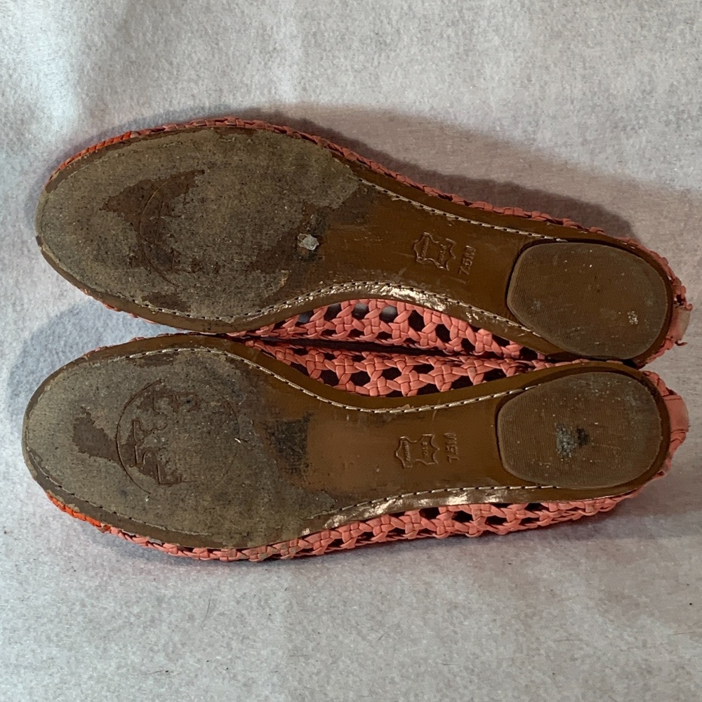 Tory Burch Woven leather Flats 7.5M Pink and Orange Gently worn - Picture 6 of 9